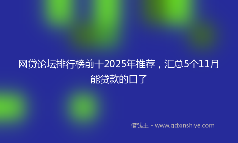 网贷论坛排行榜前十2025年推荐，汇总5个11月能贷款的口子