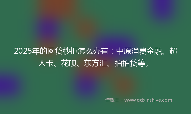 2025年的网贷秒拒怎么办有：中原消费金融、超人卡、花呗、东方汇、拍拍贷等。