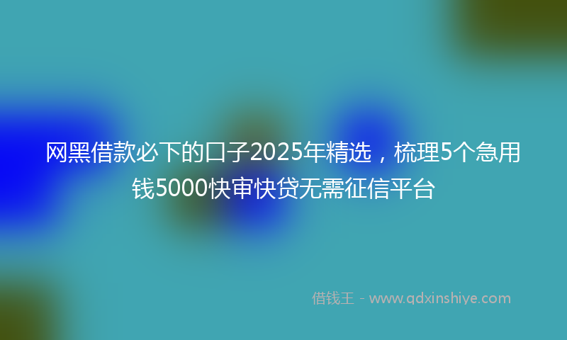 网黑借款必下的口子2025年精选，梳理5个急用钱5000快审快贷无需征信平台