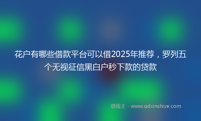 花户有哪些借款平台可以借2025年推荐，罗列五个无视征信黑白户秒下款的贷款