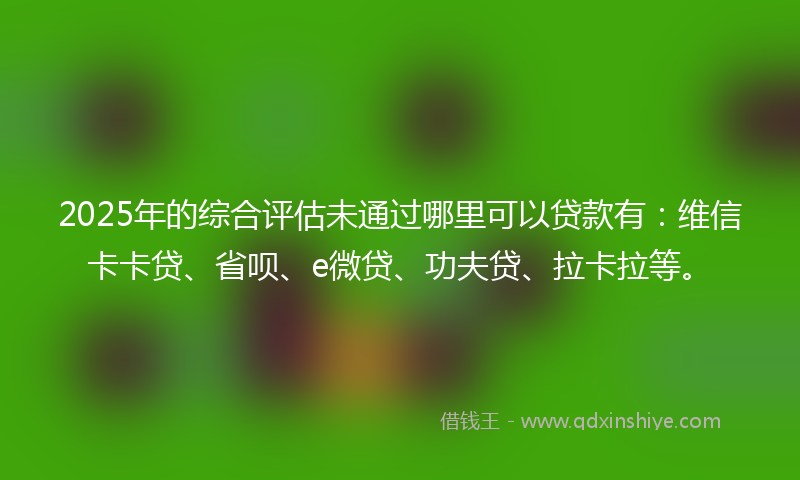 2025年的综合评估未通过哪里可以贷款有：维信卡卡贷、省呗、e微贷、功夫贷、拉卡拉等。