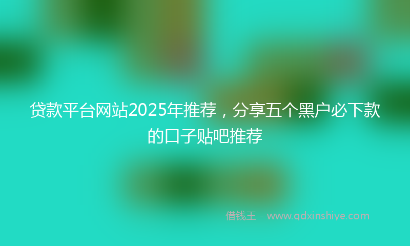 贷款平台网站2025年推荐，分享五个黑户必下款的口子贴吧推荐