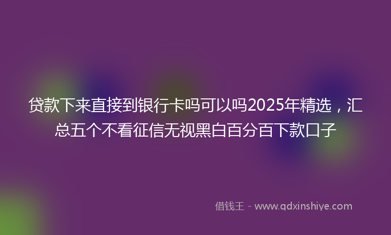 贷款下来直接到银行卡吗可以吗2025年精选，汇总五个不看征信无视黑白百分百下款口子