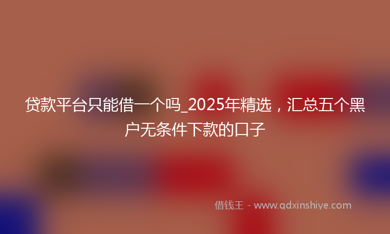贷款平台只能借一个吗_2025年精选，汇总五个黑户无条件下款的口子