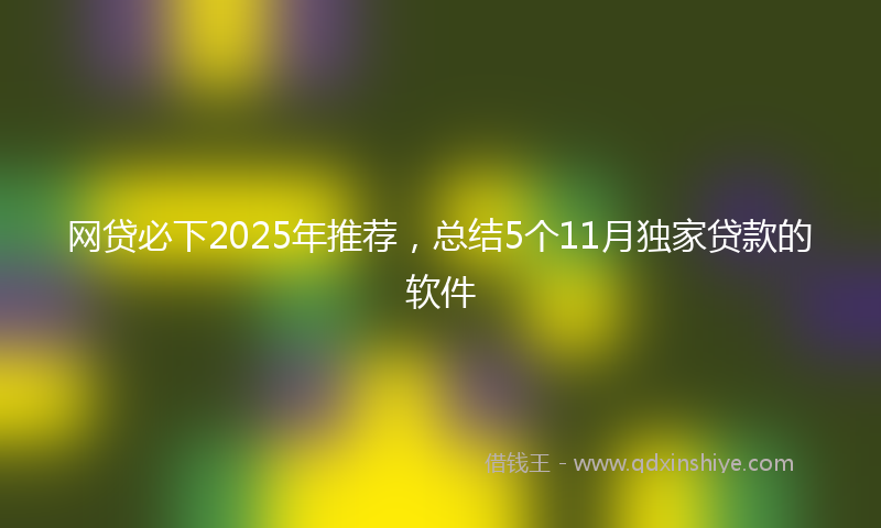 网贷必下2025年推荐，总结5个11月独家贷款的软件