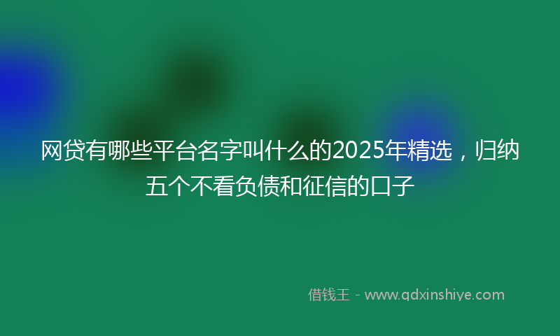 网贷有哪些平台名字叫什么的2025年精选，归纳五个不看负债和征信的口子