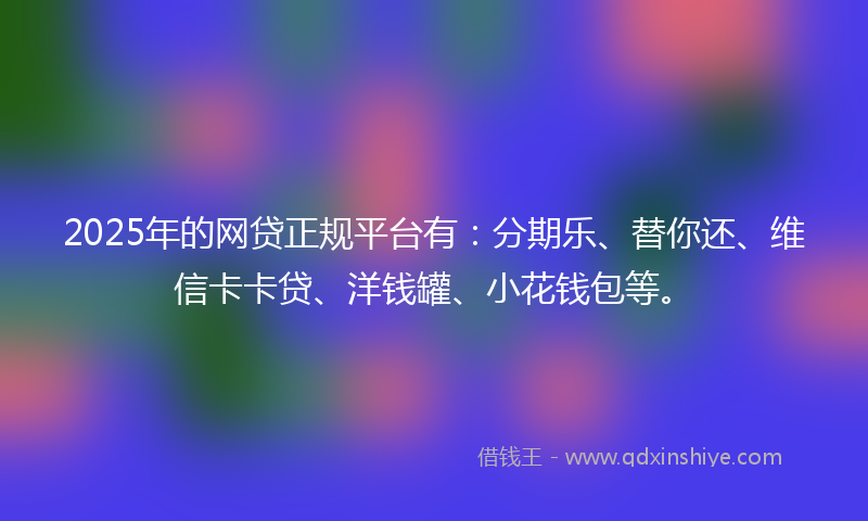 2025年的网贷正规平台有：分期乐、替你还、维信卡卡贷、洋钱罐、小花钱包等。