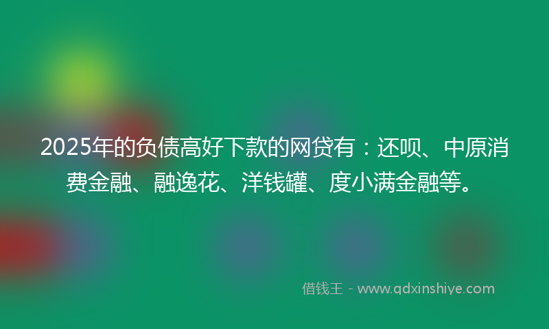 2025年的负债高好下款的网贷有：还呗、中原消费金融、融逸花、洋钱罐、度小满金融等。