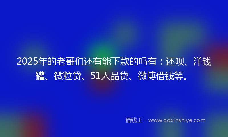 2025年的老哥们还有能下款的吗有：还呗、洋钱罐、微粒贷、51人品贷、微博借钱等。