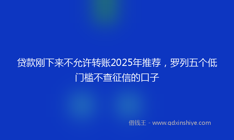 贷款刚下来不允许转账2025年推荐，罗列五个低门槛不查征信的口子