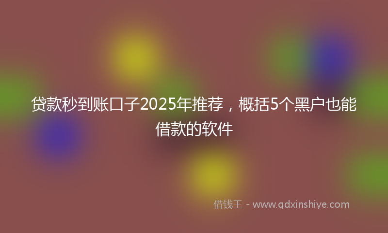 贷款秒到账口子2025年推荐，概括5个黑户也能借款的软件