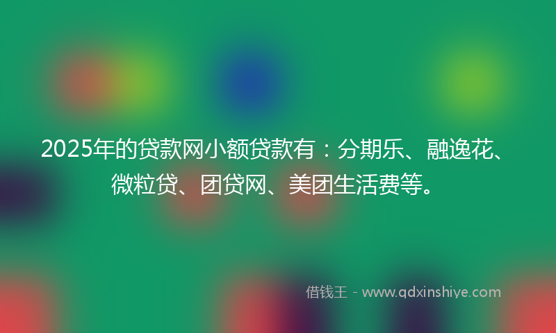 2025年的贷款网小额贷款有：分期乐、融逸花、微粒贷、团贷网、美团生活费等。