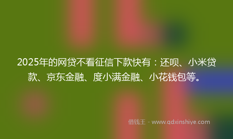 2025年的网贷不看征信下款快有：还呗、小米贷款、京东金融、度小满金融、小花钱包等。