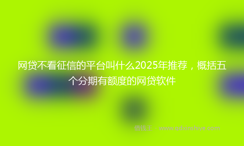 网贷不看征信的平台叫什么2025年推荐，概括五个分期有额度的网贷软件