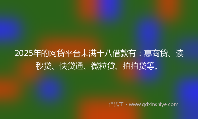 2025年的网贷平台未满十八借款有：惠商贷、读秒贷、快贷通、微粒贷、拍拍贷等。