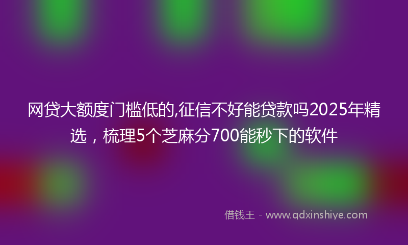 网贷大额度门槛低的,征信不好能贷款吗2025年精选，梳理5个芝麻分700能秒下的软件