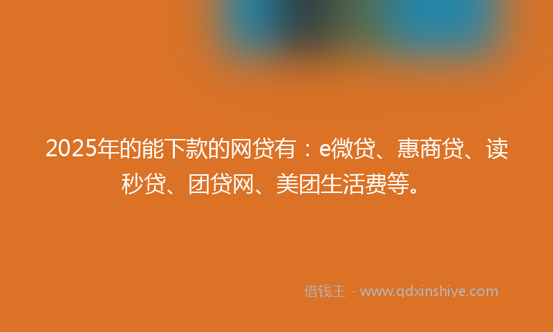 2025年的能下款的网贷有：e微贷、惠商贷、读秒贷、团贷网、美团生活费等。