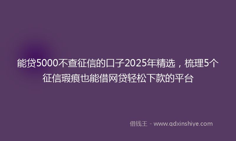 能贷5000不查征信的口子2025年精选，梳理5个征信瑕疵也能借网贷轻松下款的平台