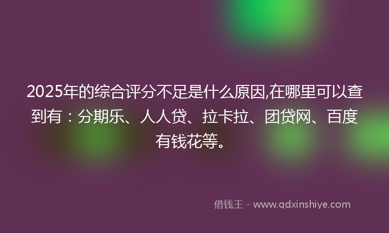 2025年的综合评分不足是什么原因,在哪里可以查到有：分期乐、人人贷、拉卡拉、团贷网、百度有钱花等。