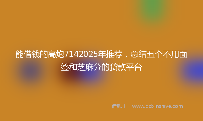 能借钱的高炮7142025年推荐，总结五个不用面签和芝麻分的贷款平台