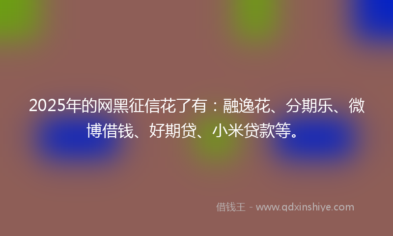 2025年的网黑征信花了有：融逸花、分期乐、微博借钱、好期贷、小米贷款等。