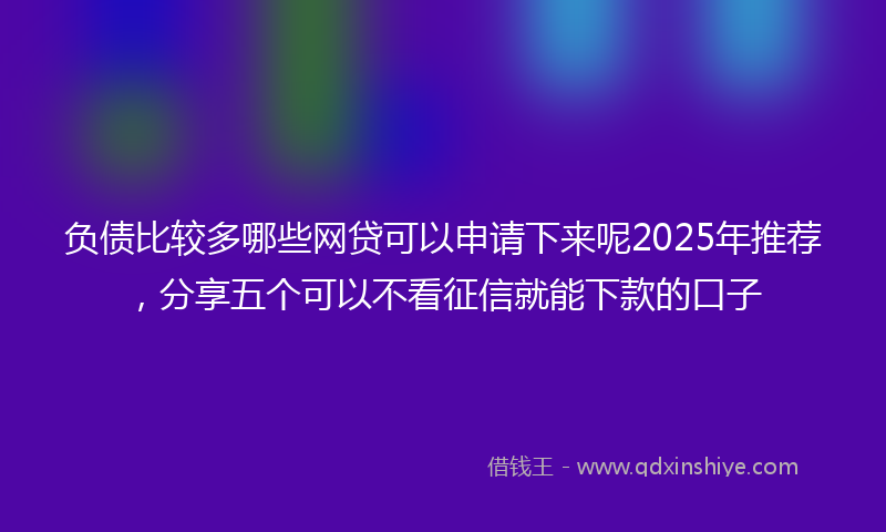 负债比较多哪些网贷可以申请下来呢2025年推荐，分享五个可以不看征信就能下款的口子