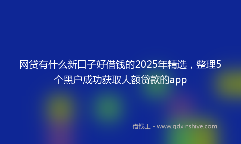 网贷有什么新口子好借钱的2025年精选，整理5个黑户成功获取大额贷款的app
