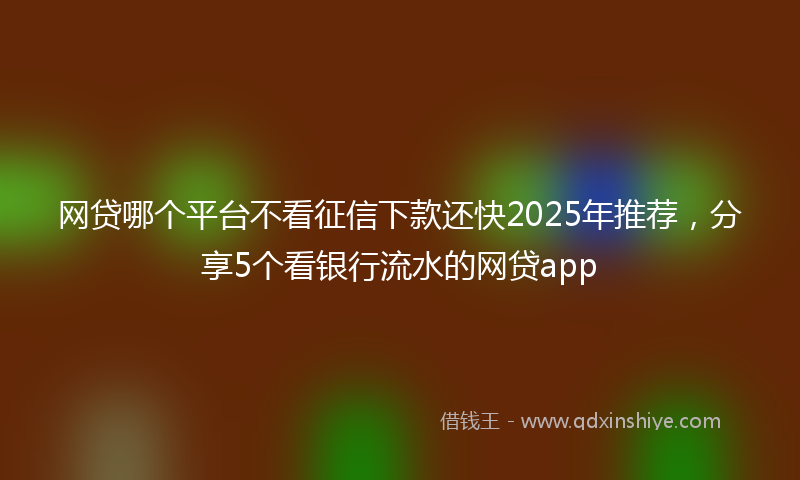网贷哪个平台不看征信下款还快2025年推荐，分享5个看银行流水的网贷app
