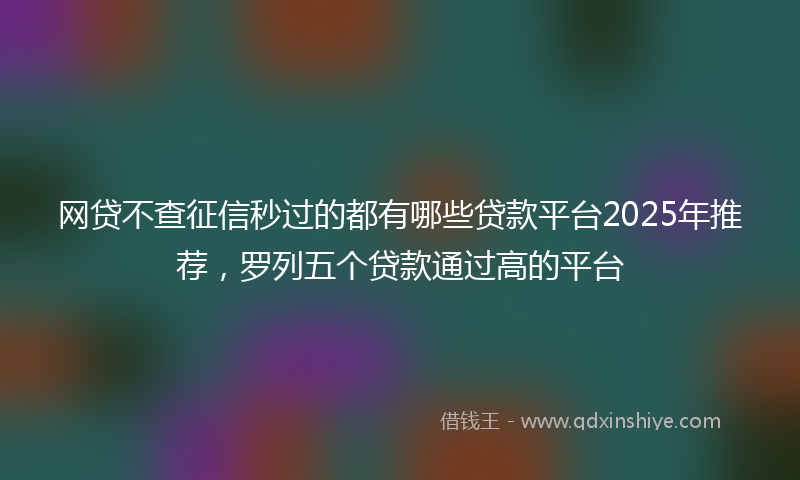 网贷不查征信秒过的都有哪些贷款平台2025年推荐，罗列五个贷款通过高的平台