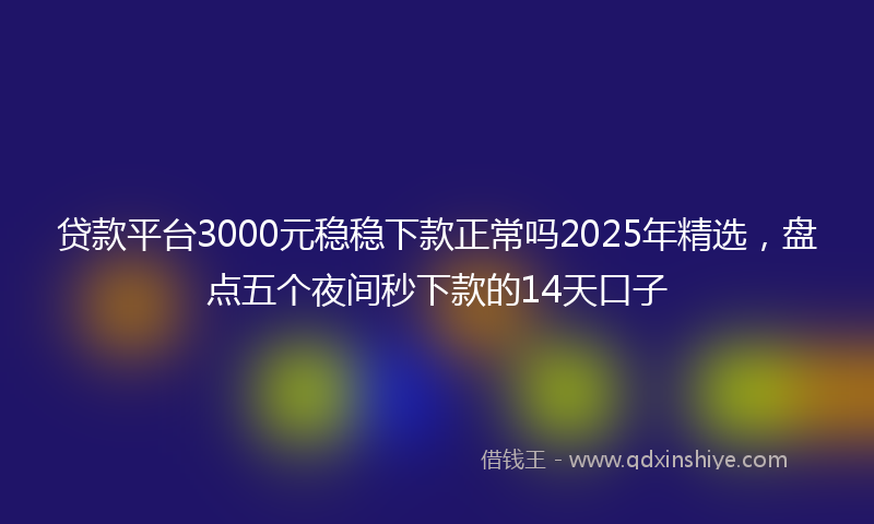 贷款平台3000元稳稳下款正常吗2025年精选，盘点五个夜间秒下款的14天口子