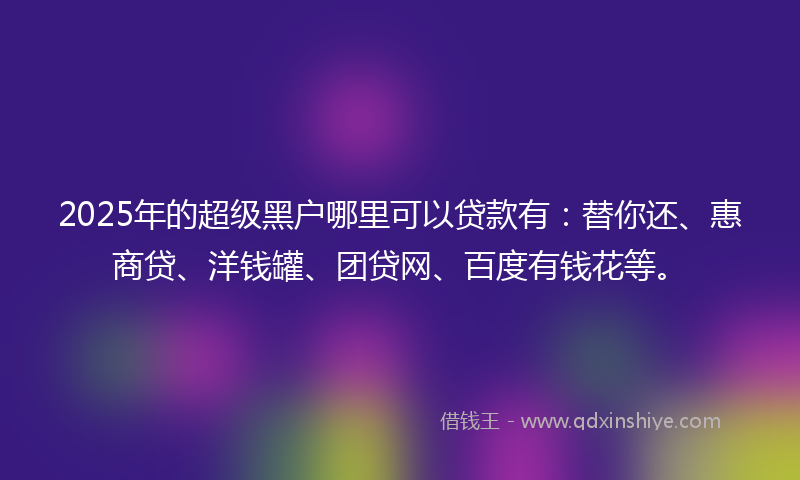 2025年的超级黑户哪里可以贷款有：替你还、惠商贷、洋钱罐、团贷网、百度有钱花等。