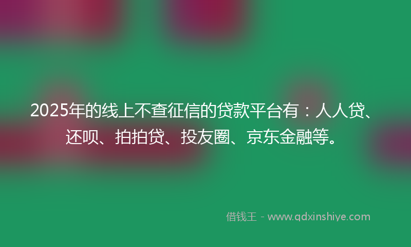 2025年的线上不查征信的贷款平台有：人人贷、还呗、拍拍贷、投友圈、京东金融等。