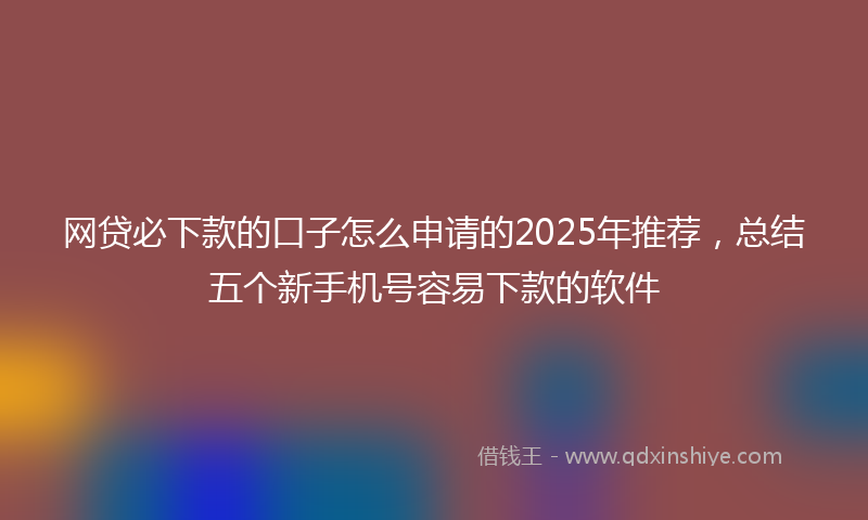 网贷必下款的口子怎么申请的2025年推荐，总结五个新手机号容易下款的软件