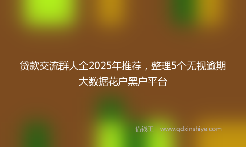 贷款交流群大全2025年推荐，整理5个无视逾期大数据花户黑户平台