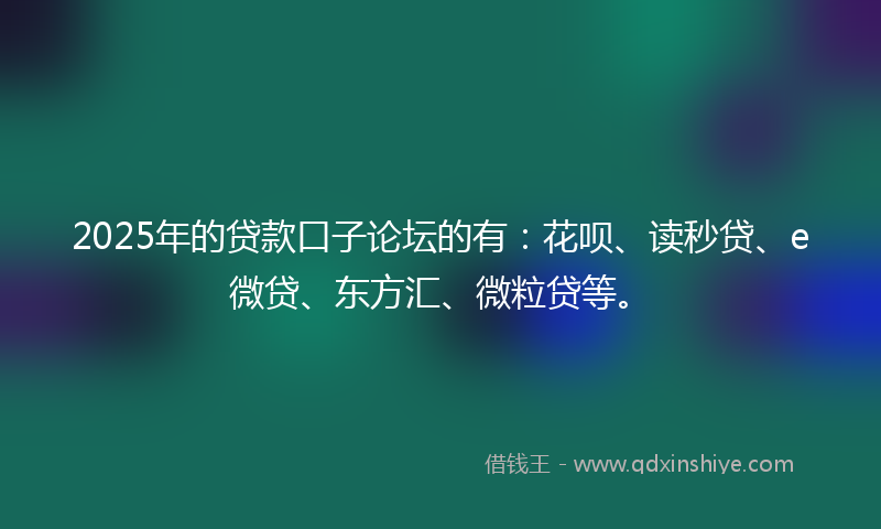 2025年的贷款口子论坛的有：花呗、读秒贷、e微贷、东方汇、微粒贷等。