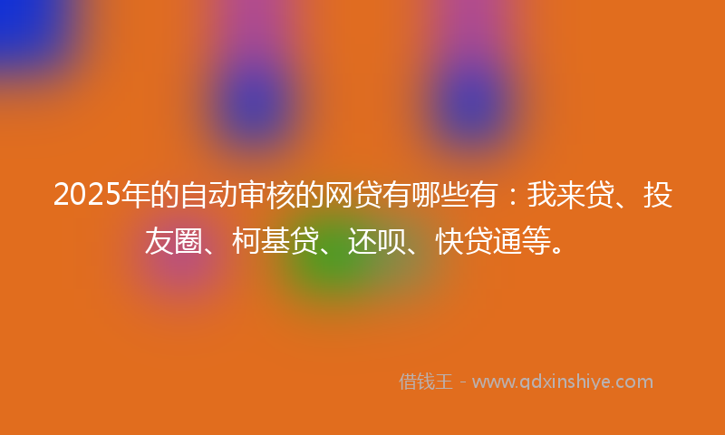 2025年的自动审核的网贷有哪些有：我来贷、投友圈、柯基贷、还呗、快贷通等。