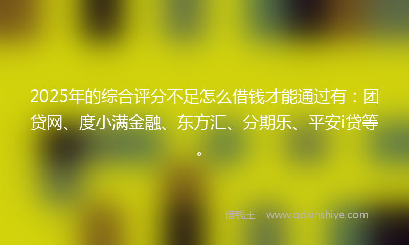 2025年的综合评分不足怎么借钱才能通过有：团贷网、度小满金融、东方汇、分期乐、平安i贷等。