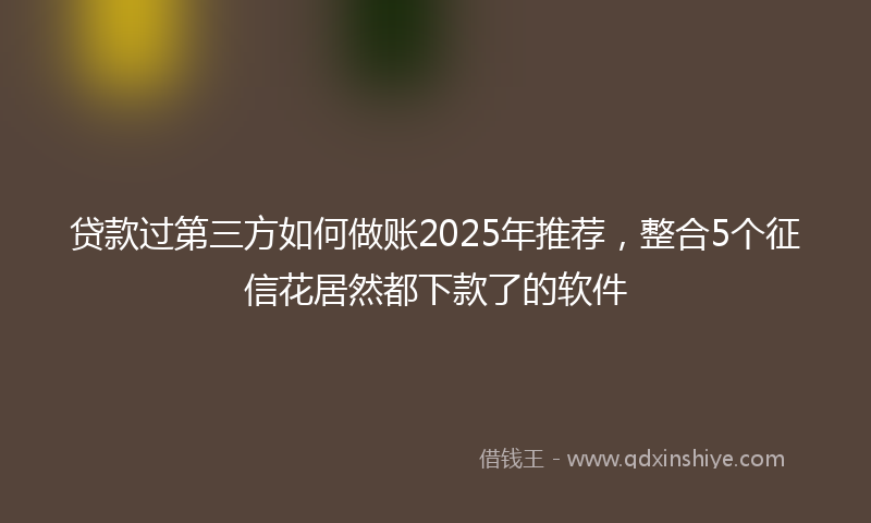 贷款过第三方如何做账2025年推荐，整合5个征信花居然都下款了的软件