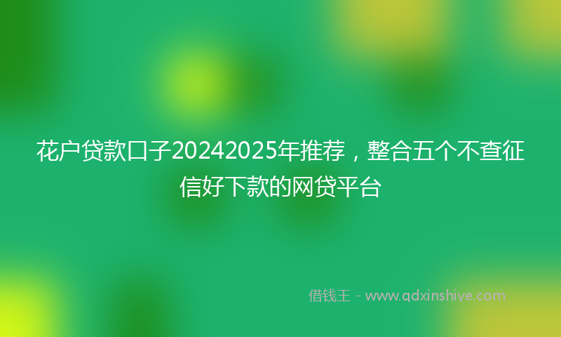 花户贷款口子20242025年推荐,整合五个不查征信好下款的网贷平台