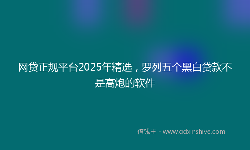 网贷正规平台2025年精选，罗列五个黑白贷款不是高炮的软件
