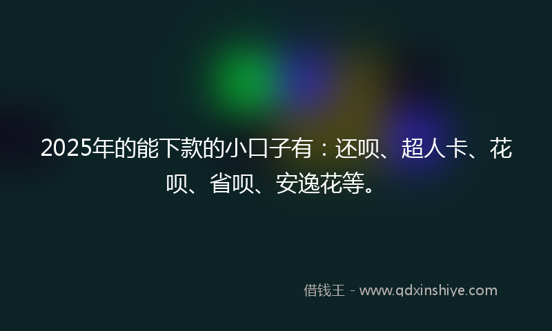 2025年的能下款的小口子有：还呗、超人卡、花呗、省呗、安逸花等。