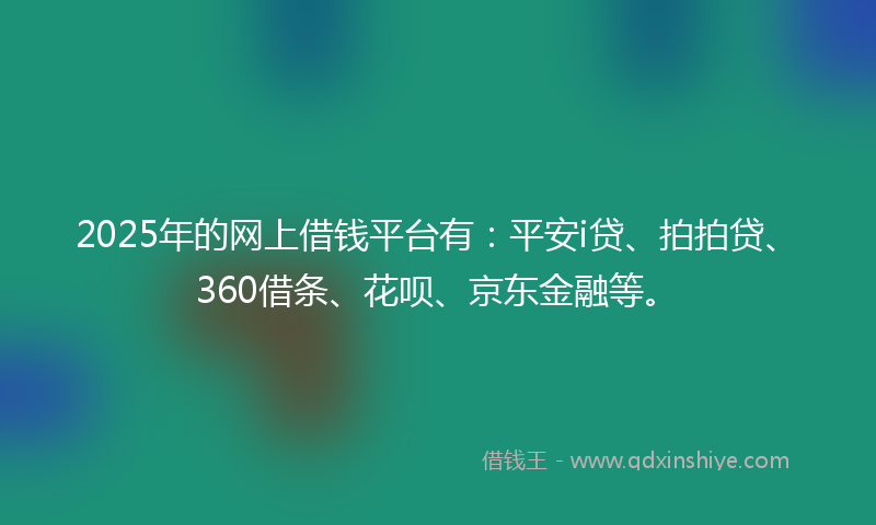 2025年的网上借钱平台有：平安i贷、拍拍贷、360借条、花呗、京东金融等。