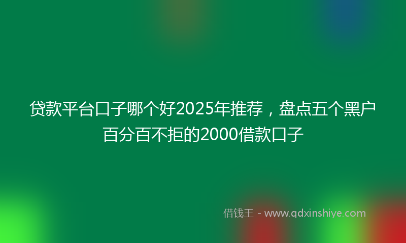 贷款平台口子哪个好2025年推荐，盘点五个黑户百分百不拒的2000借款口子