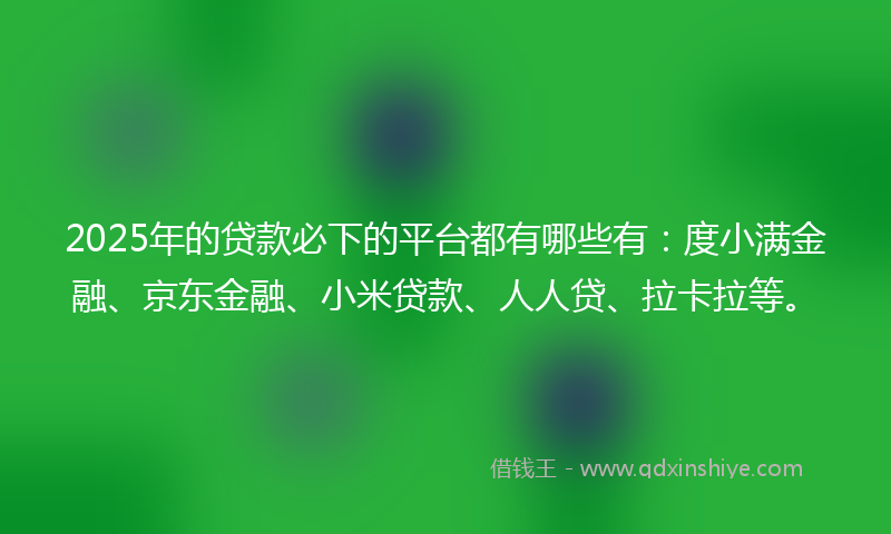 2025年的贷款必下的平台都有哪些有：度小满金融、京东金融、小米贷款、人人贷、拉卡拉等。