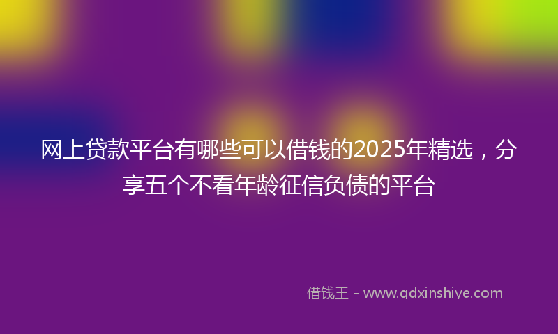 网上贷款平台有哪些可以借钱的2025年精选，分享五个不看年龄征信负债的平台