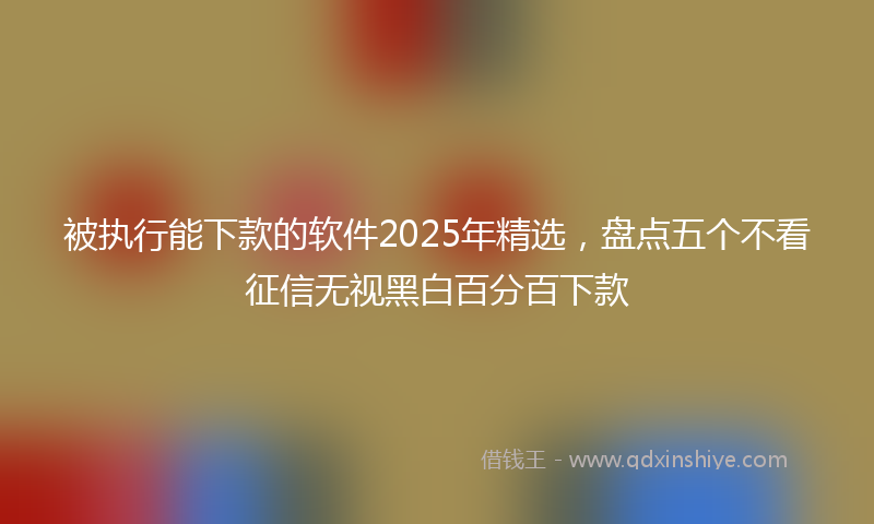被执行能下款的软件2025年精选，盘点五个不看征信无视黑白百分百下款