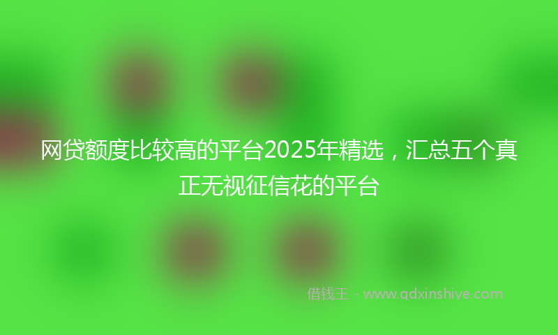 网贷额度比较高的平台2025年精选，汇总五个真正无视征信花的平台