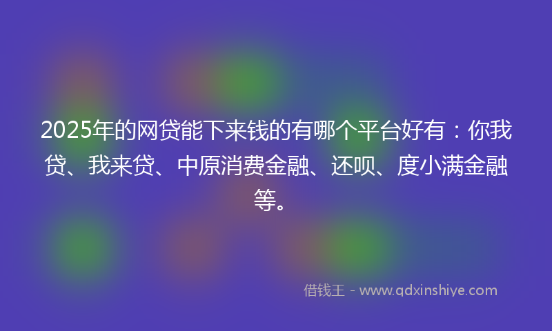 2025年的网贷能下来钱的有哪个平台好有：你我贷、我来贷、中原消费金融、还呗、度小满金融等。