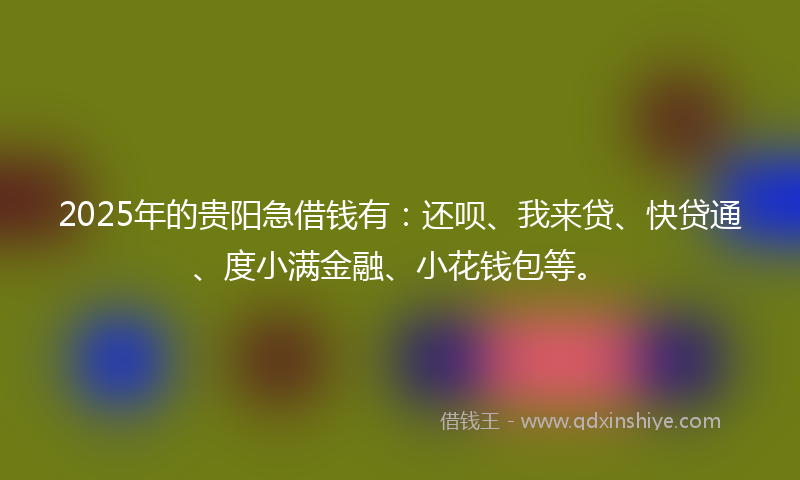 2025年的贵阳急借钱有：还呗、我来贷、快贷通、度小满金融、小花钱包等。