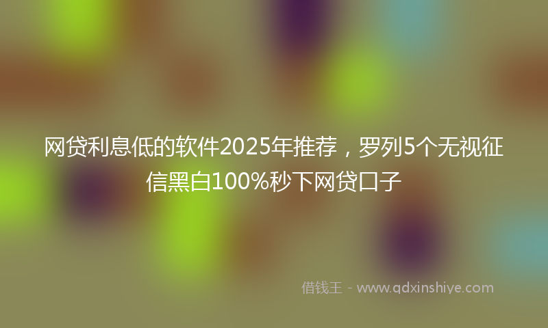 网贷利息低的软件2025年推荐，罗列5个无视征信黑白100%秒下网贷口子